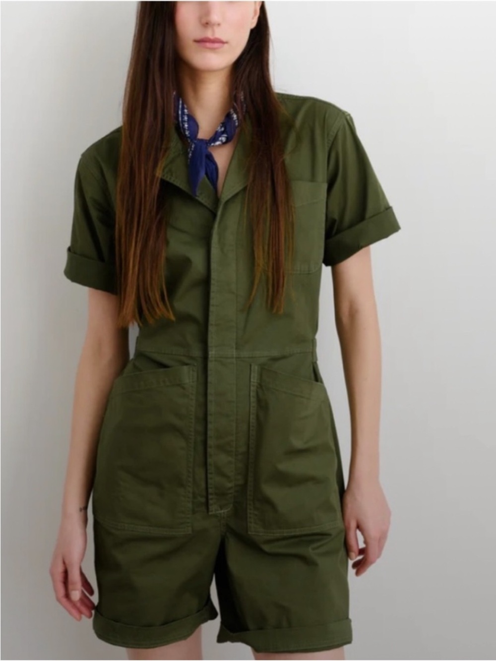 Alex Mill Standard Short Jumpsuit, Cotton Twill Army Green / M